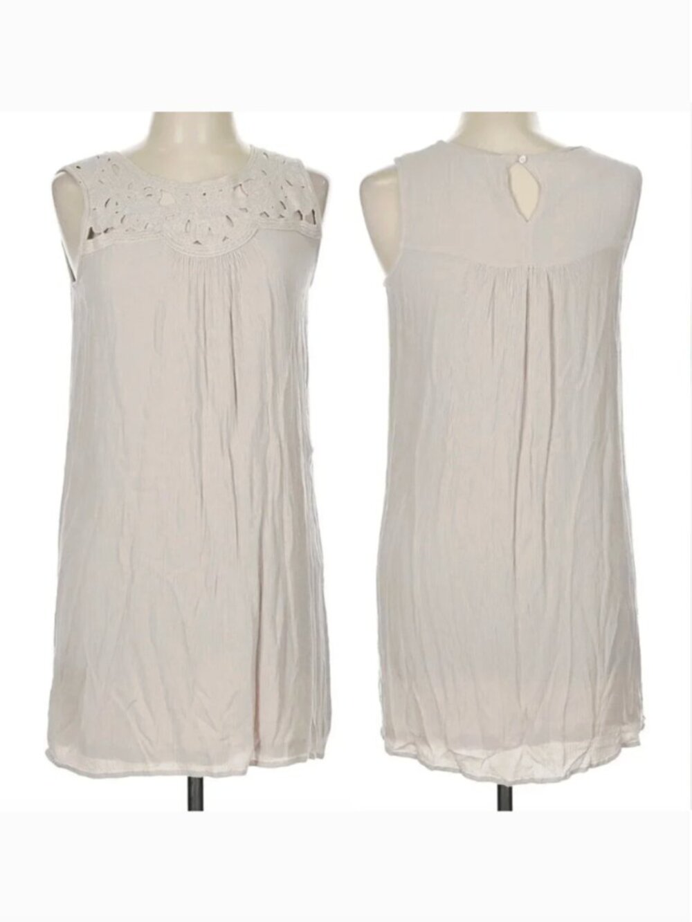 NEW NWT JANE AND DELANCEY Taupe Gray ish Crochet Eyelet Sleeveless Shift Dress